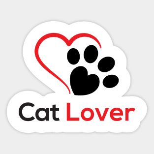 Cat Lover Quote Cat Paw and Heart Sticker